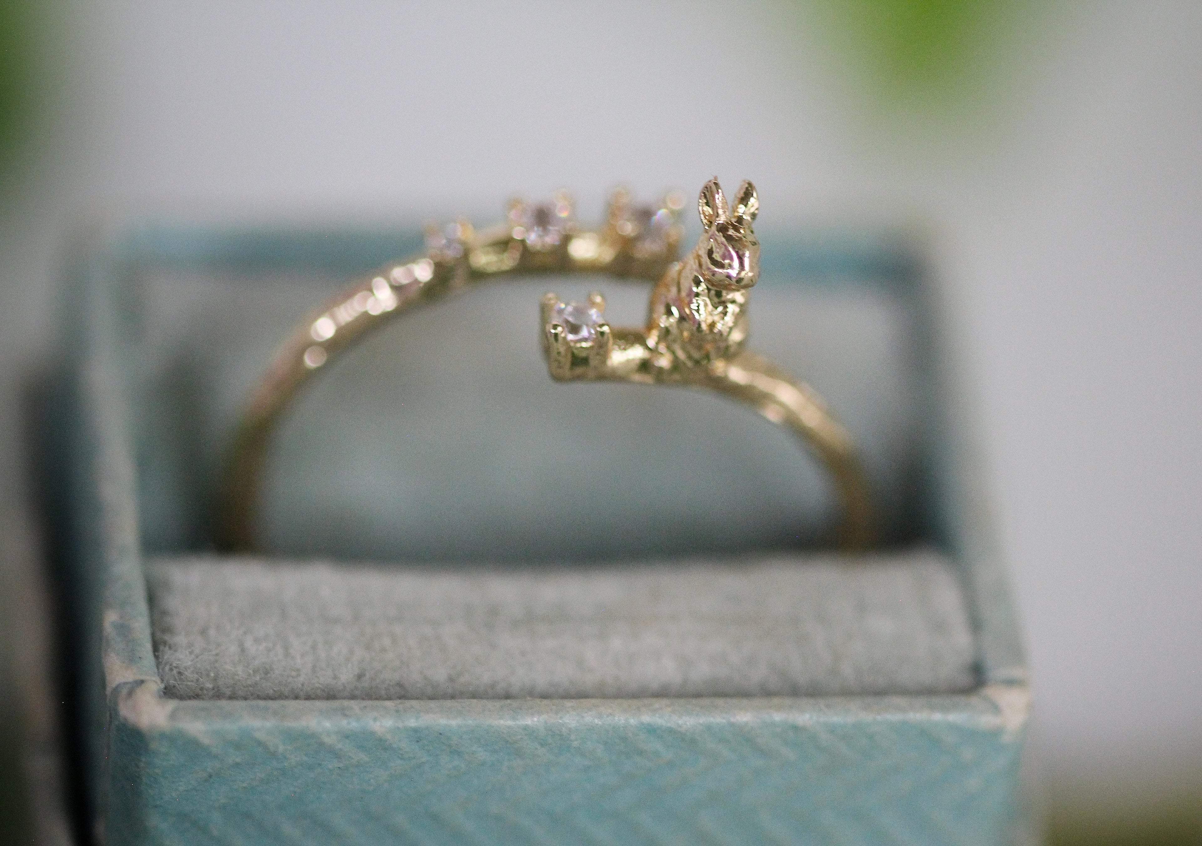 Bunny on a Branch w/ Crystals Ring