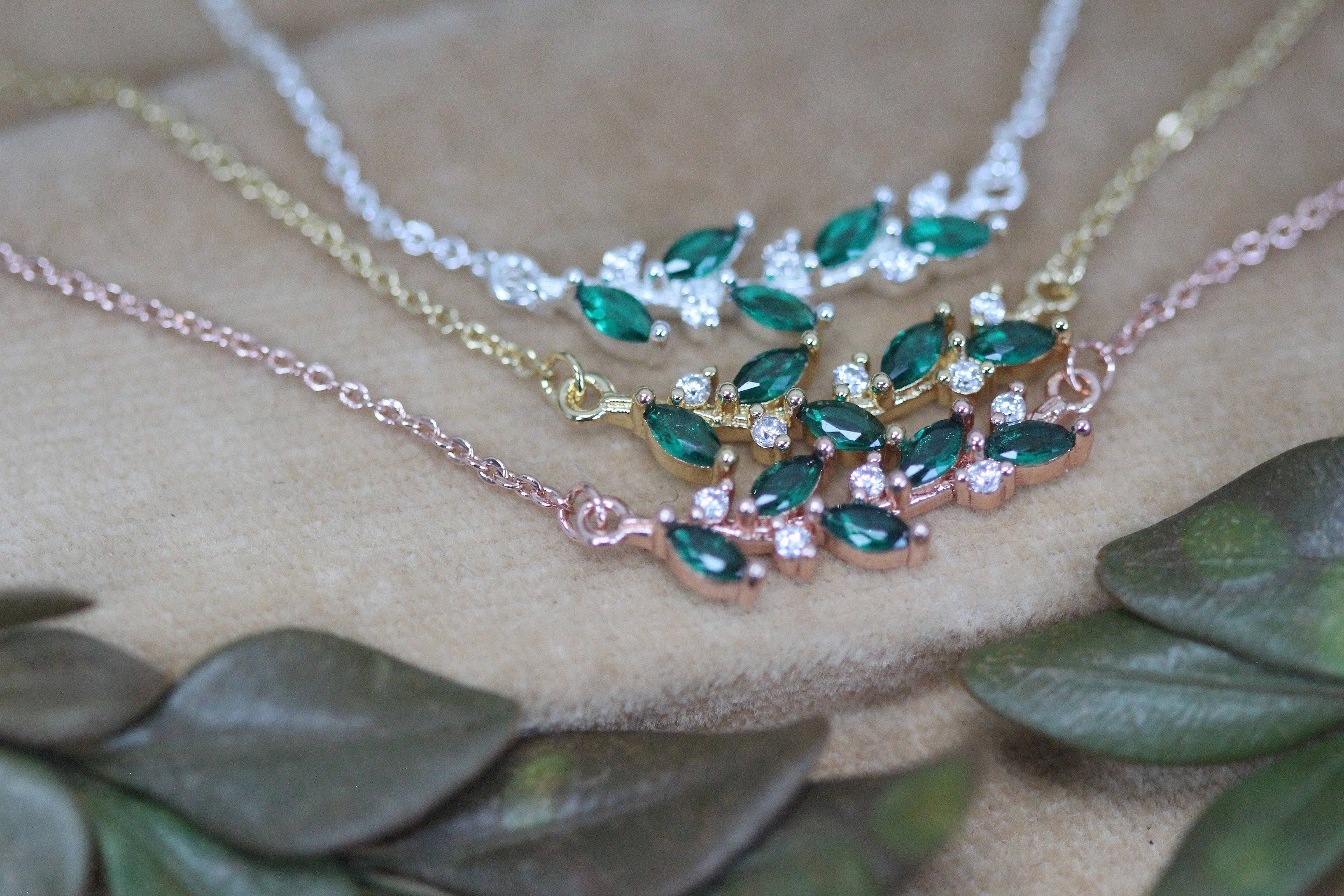 Green Forest Nymph Crystals Necklace