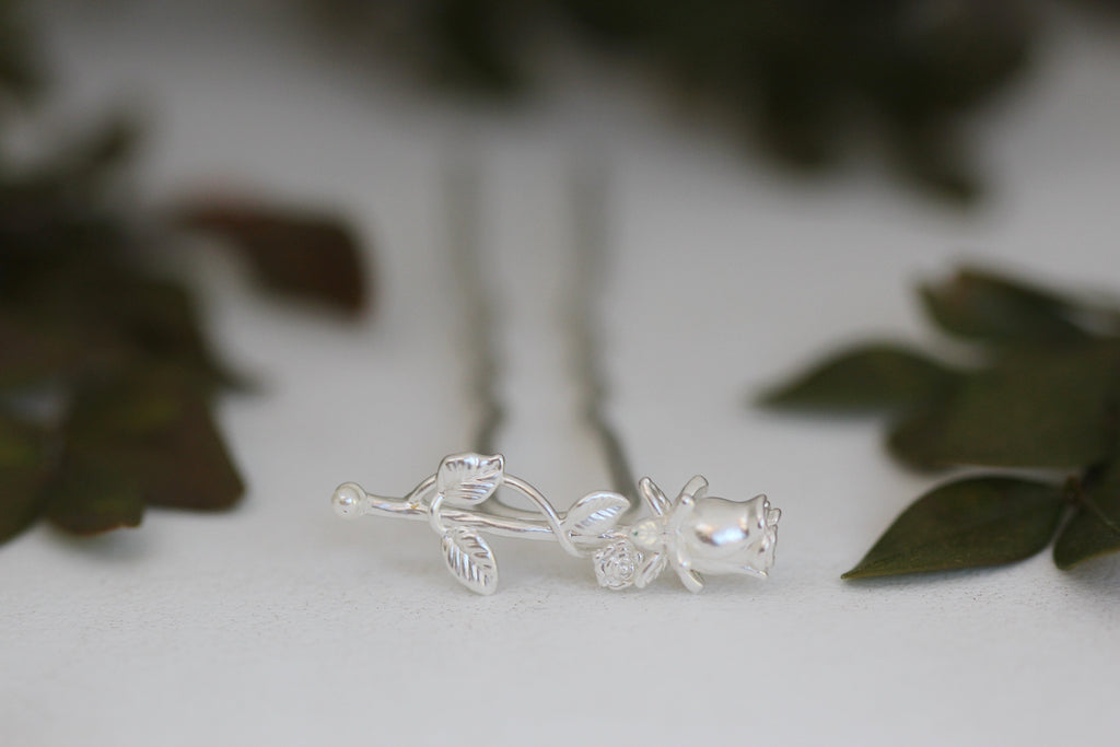 Blooming Small Rose Hair Prong
