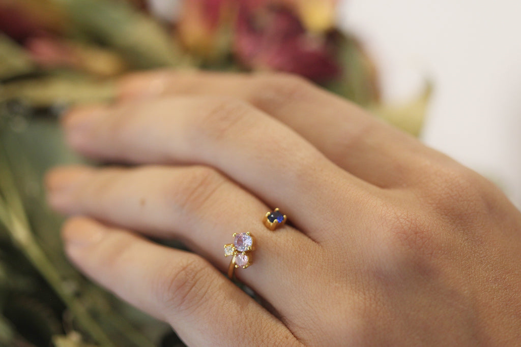 Mini Sunset Crystals Cluster Ring