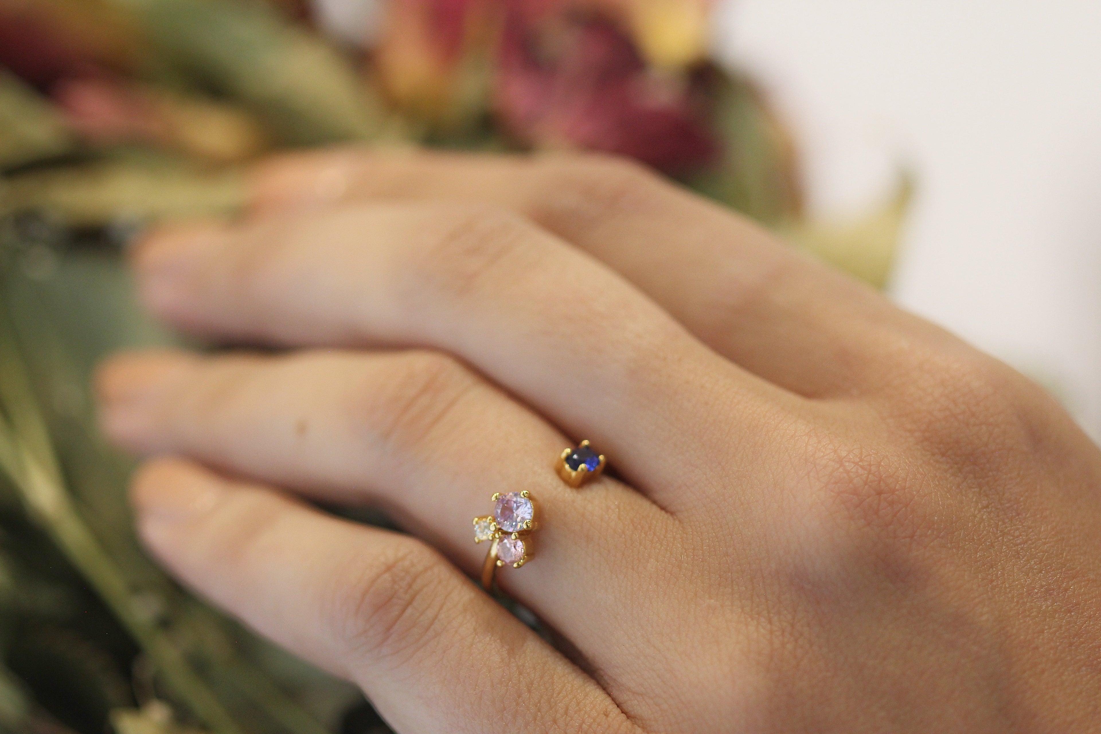 Mini Sunset Crystals Cluster Ring