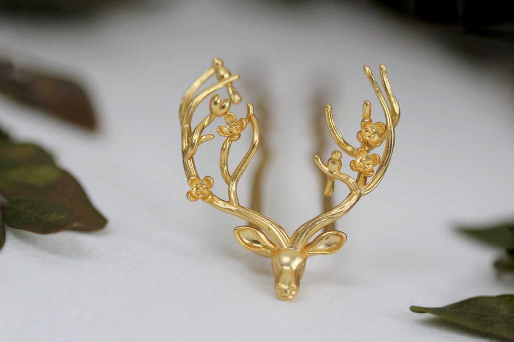 Floral Deer Antlers Hair Prong
