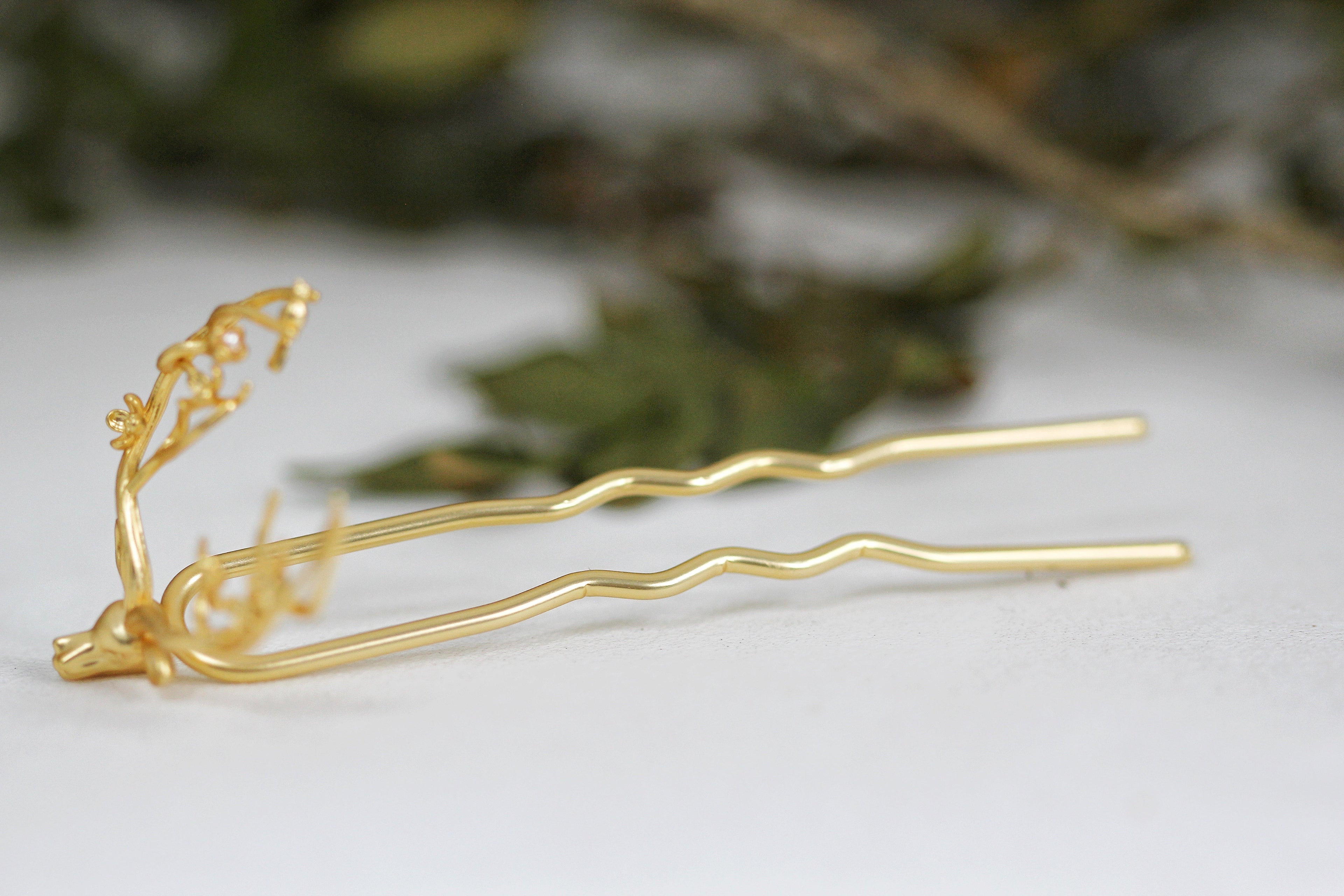 Floral Deer Antlers Hair Prong