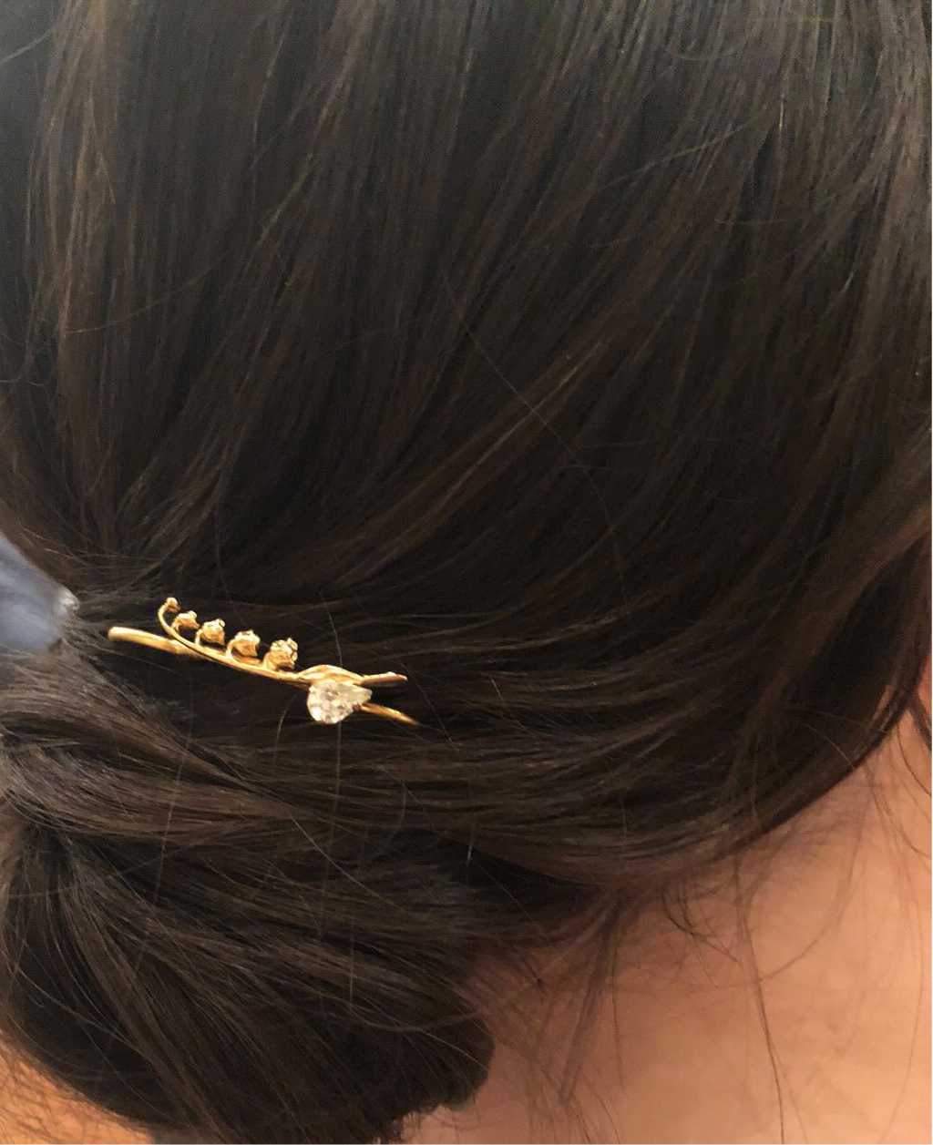 Dainty Crystal Lily of the Valley Floral Hair Prong