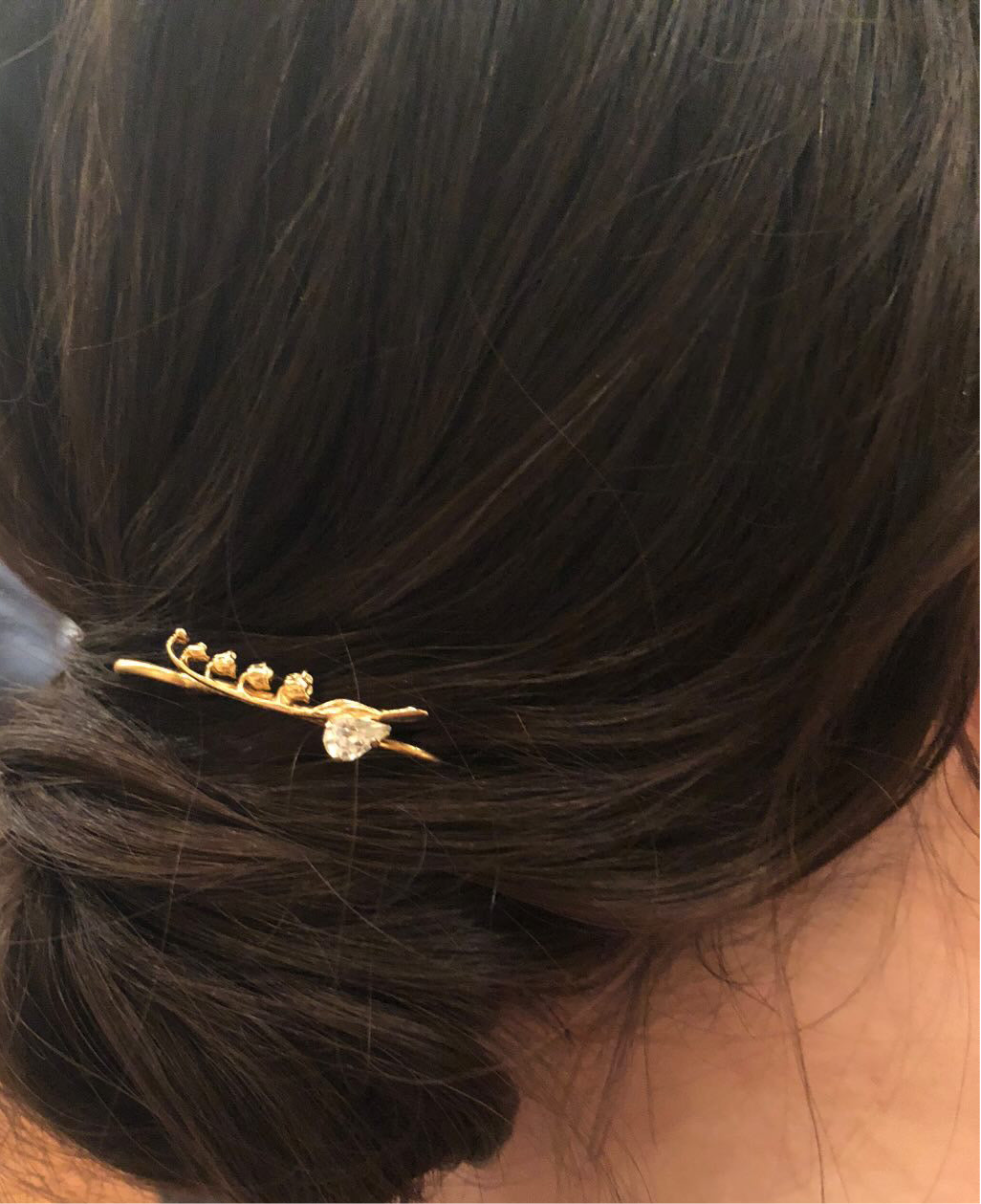 Dainty Crystal Lily of the Valley Floral Hair Prong