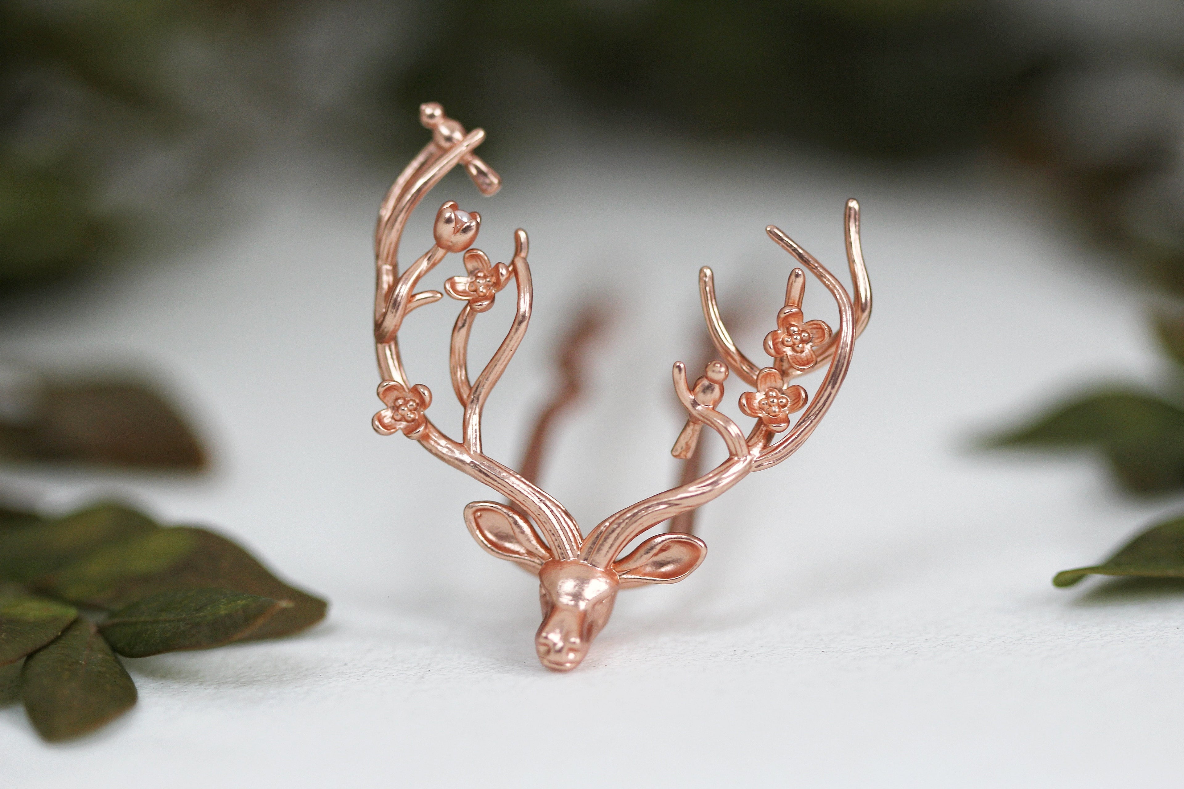 Floral Deer Antlers Hair Prong
