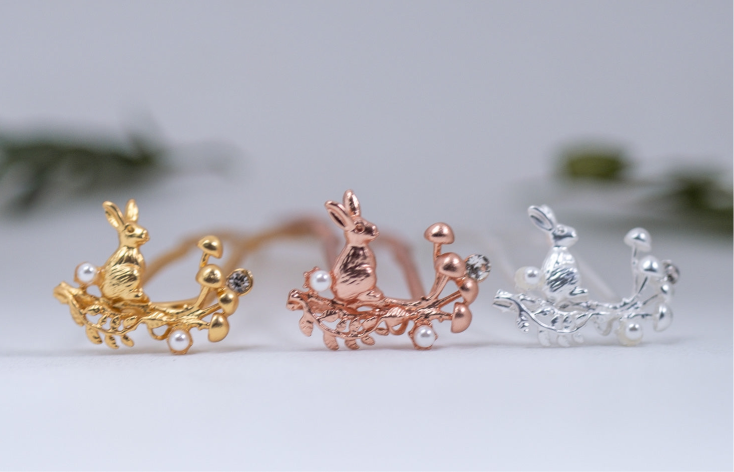 Small Mushroom Bunny Hair Prong