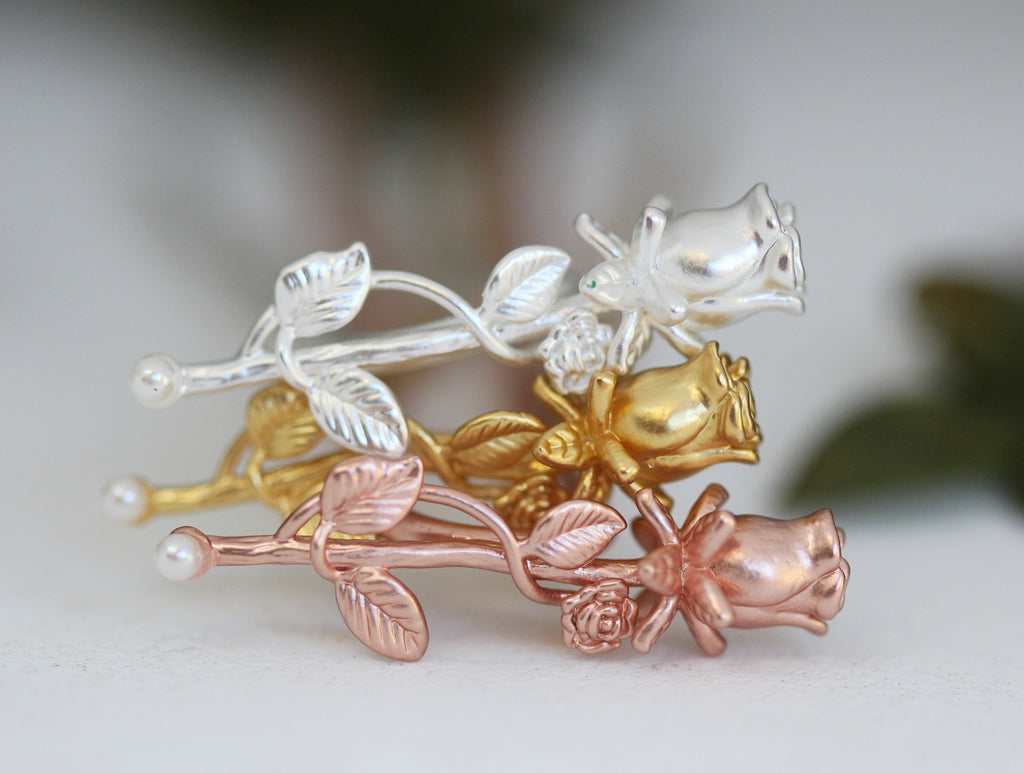 Blooming Small Rose Hair Prong