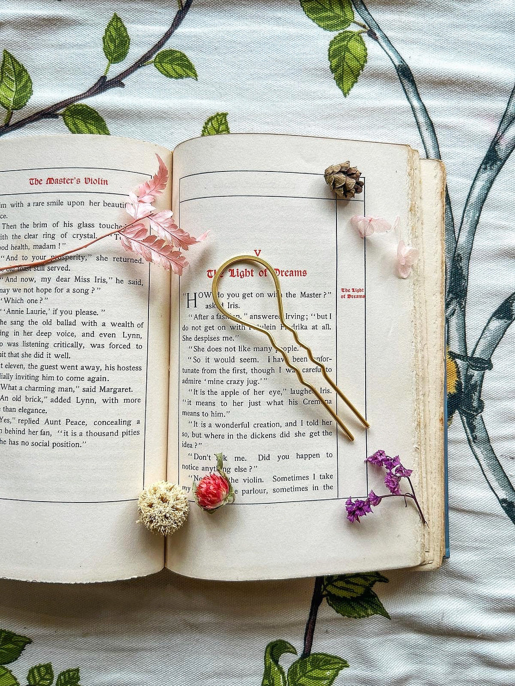 Two Teeth Long Tree Plain Hair Prong / Pin