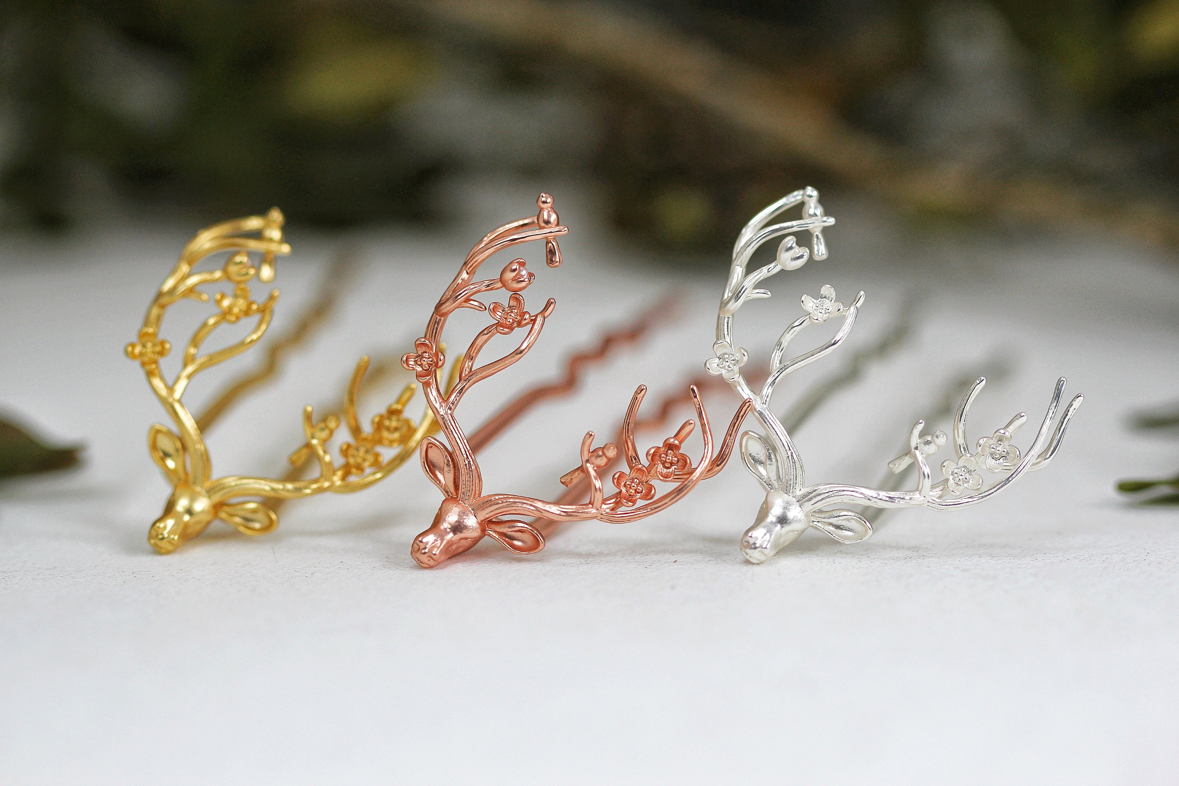 Floral Deer Antlers Hair Prong