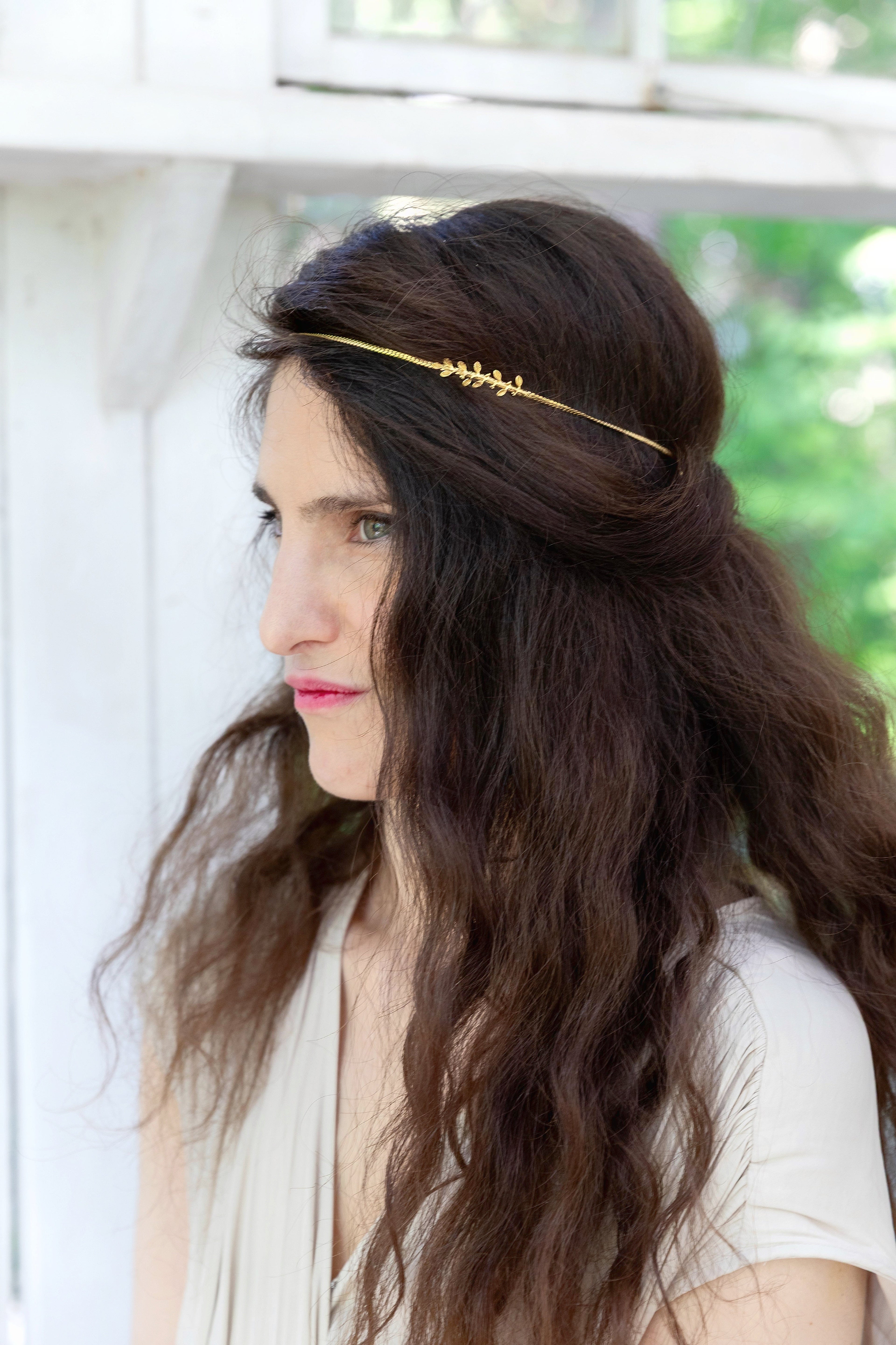 Dainty Olive Branch Hair Chain