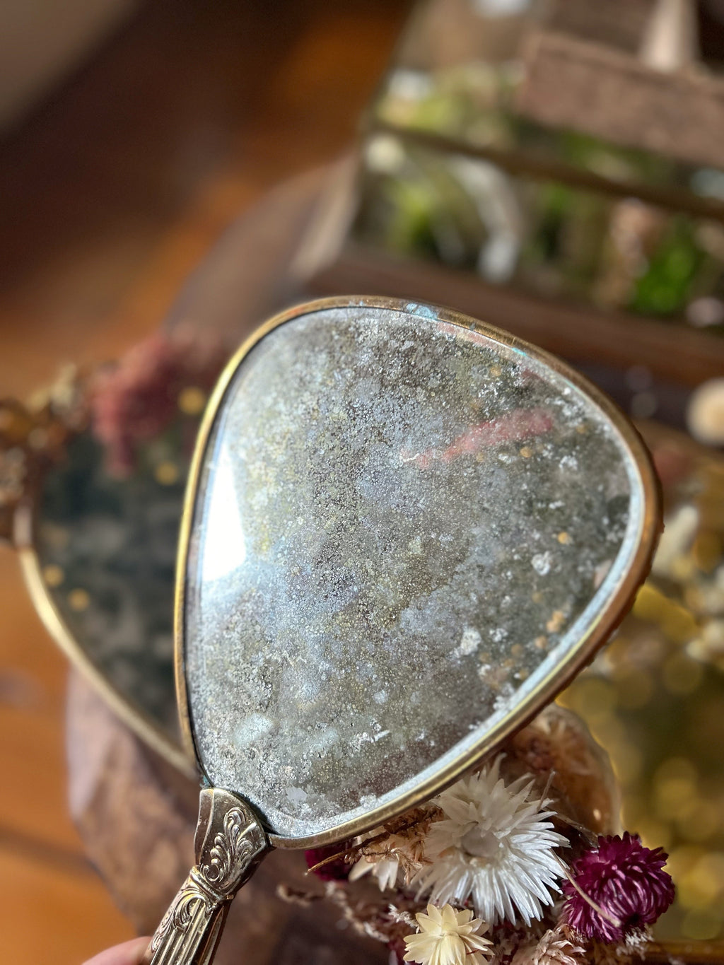 Blossoming Filigree Antique Hand Mirror Vanity Set