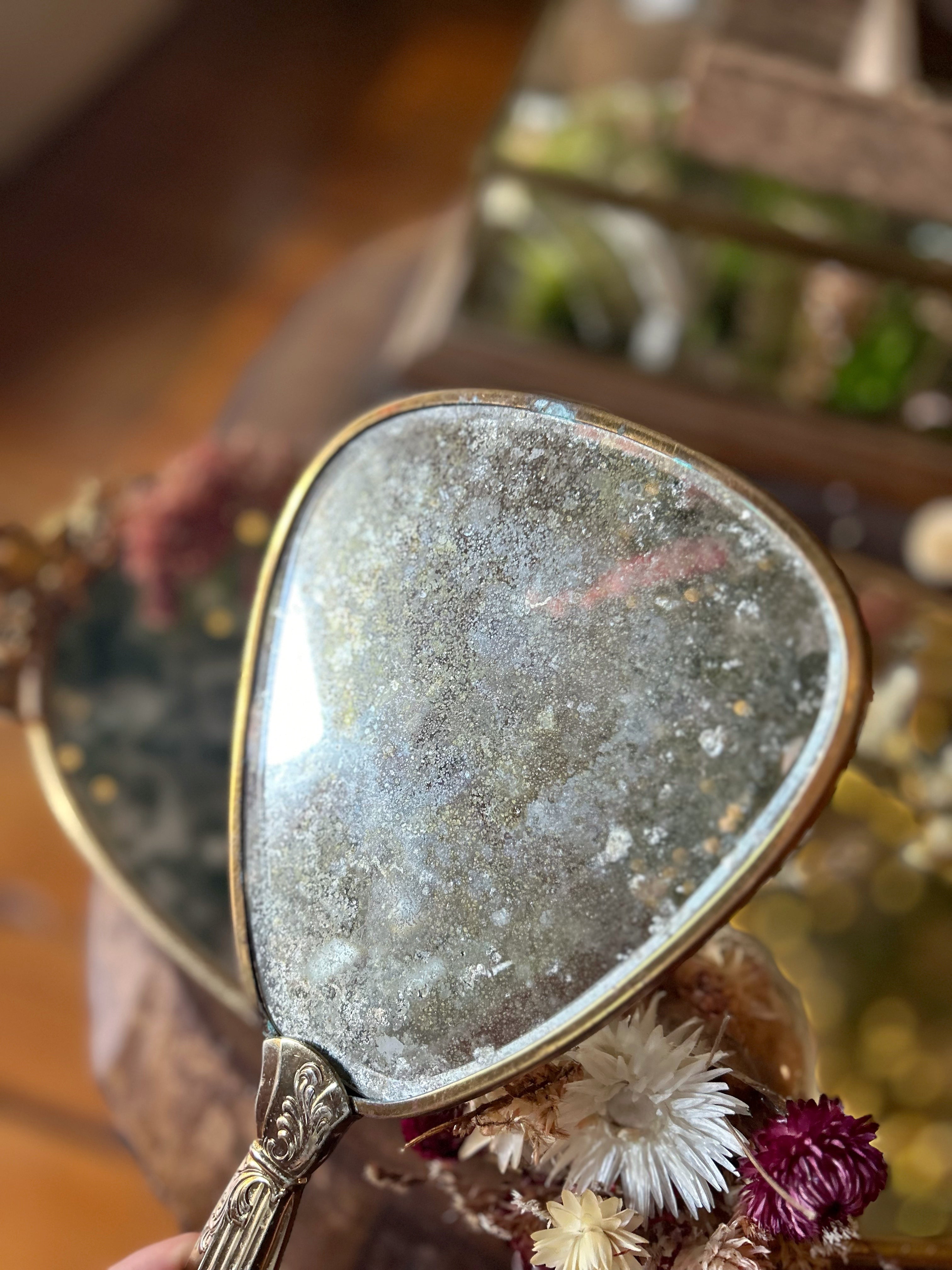 Blossoming Filigree Antique Hand Mirror Vanity Set