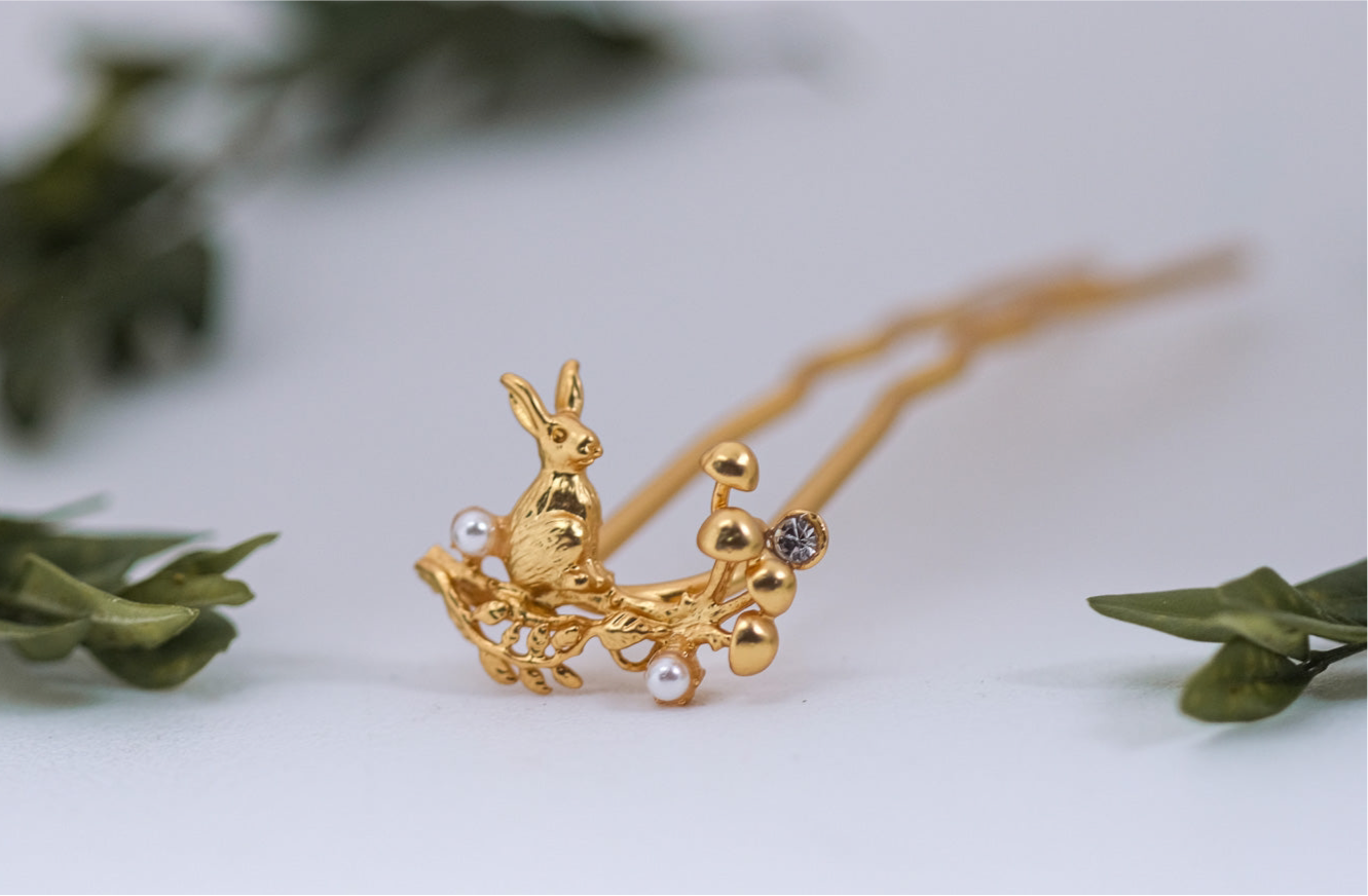 Small Mushroom Bunny Hair Prong