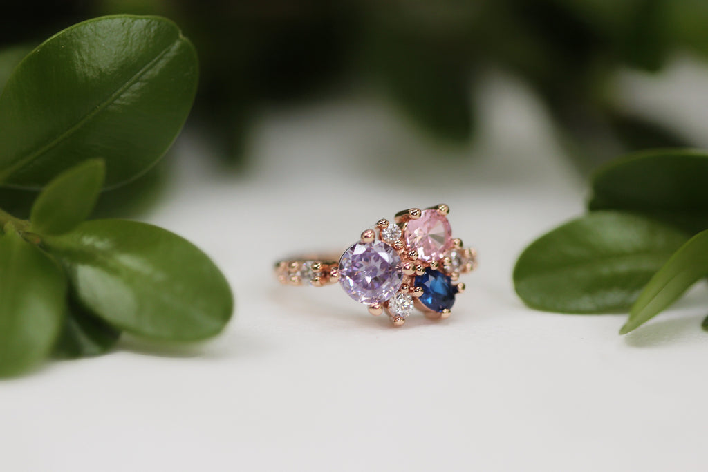 Sunset Crystals Cluster Ring