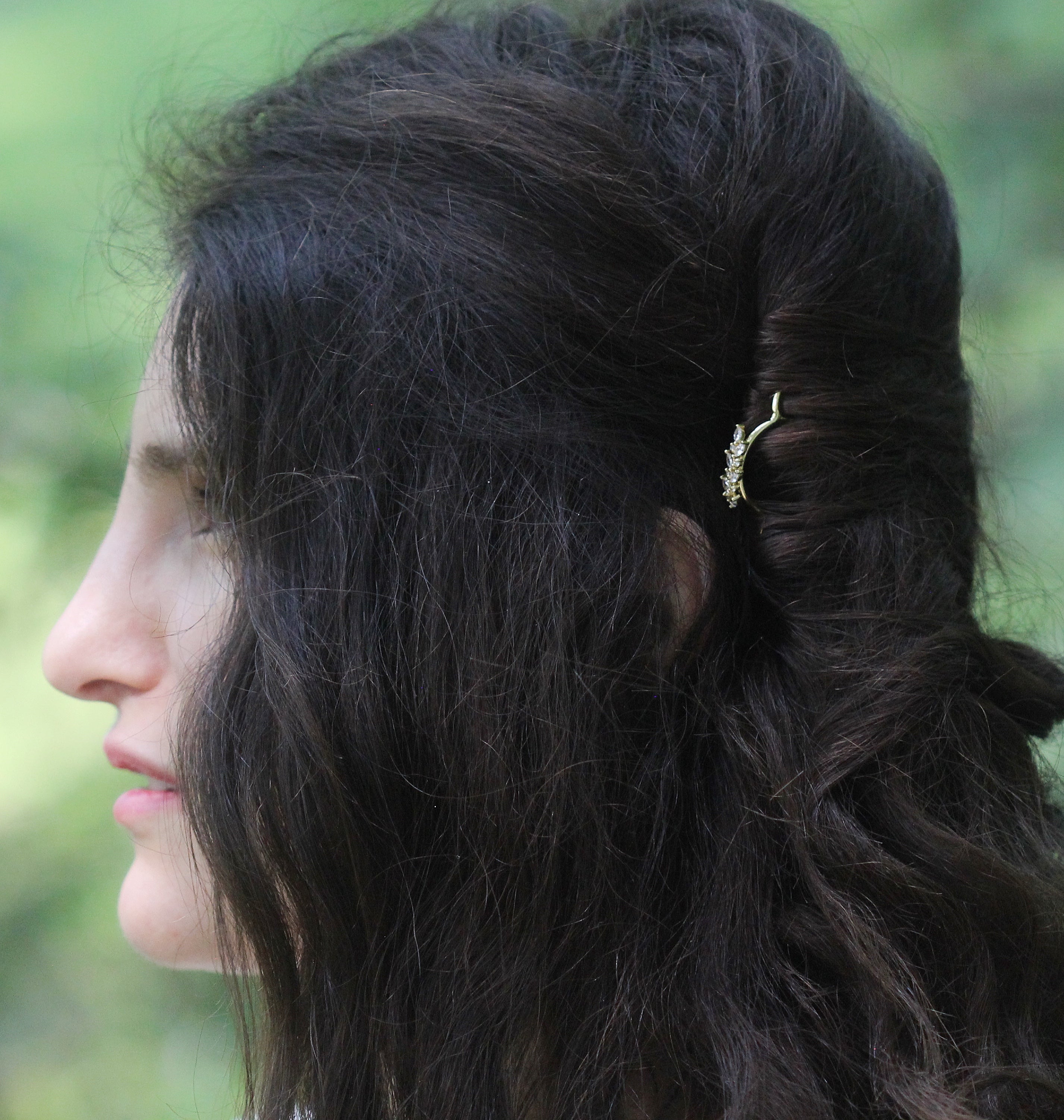 Mini Crystals Leaves Hair Pin