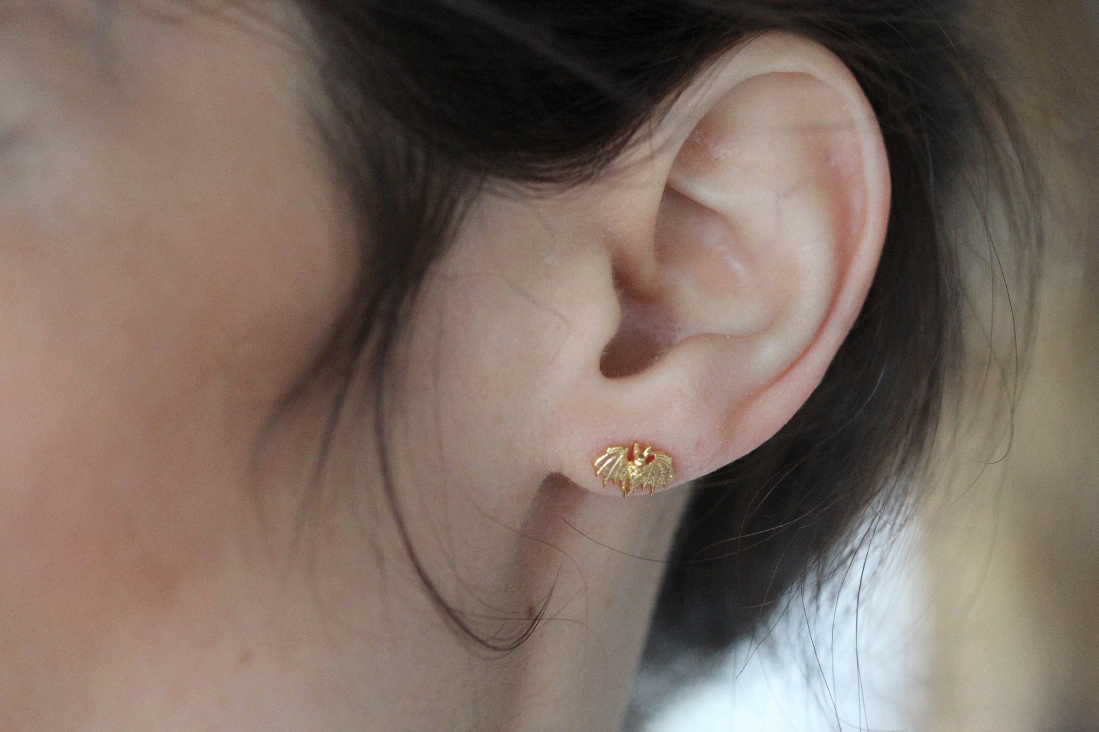 Tiny Bat Stud Earrings