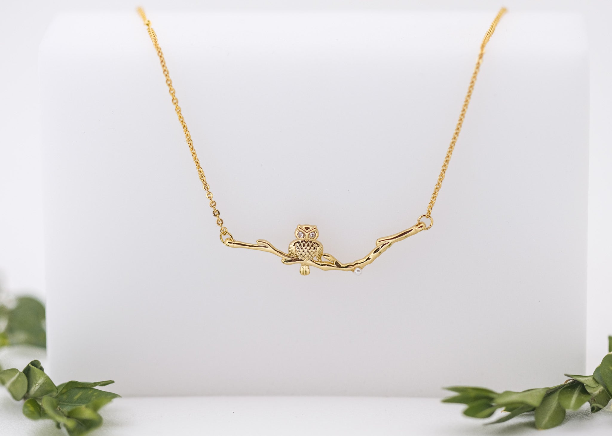 Owl Sitting on a Branch Necklace