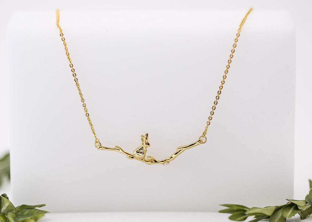 Rabbit Sitting on a Branch Necklace