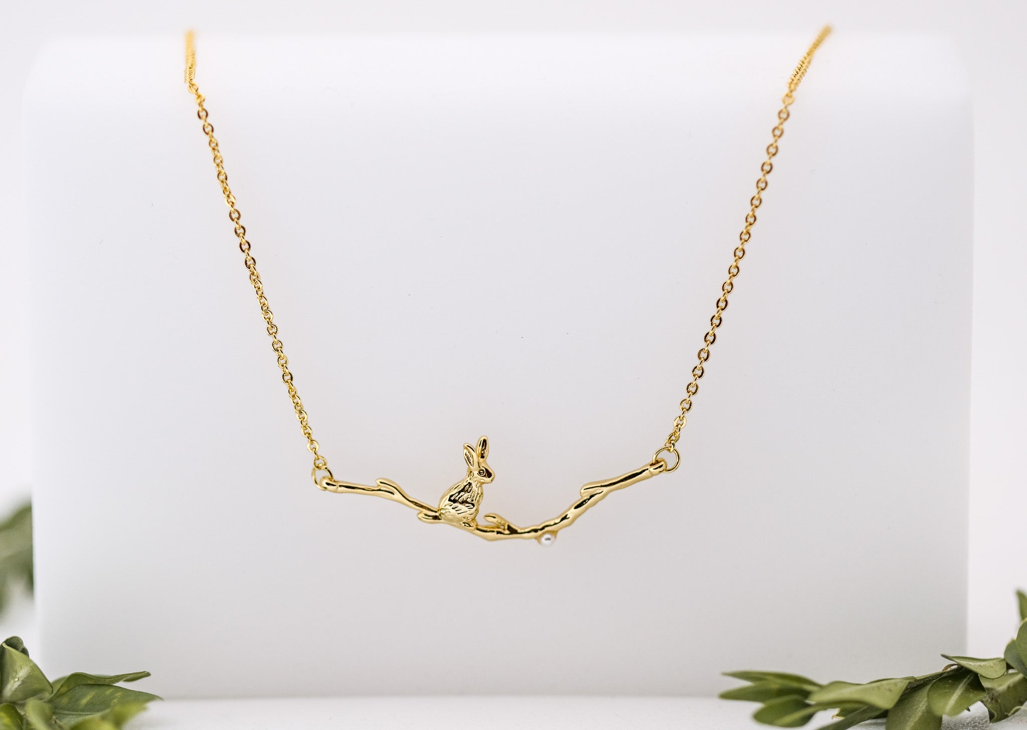 Rabbit Sitting on a Branch Necklace