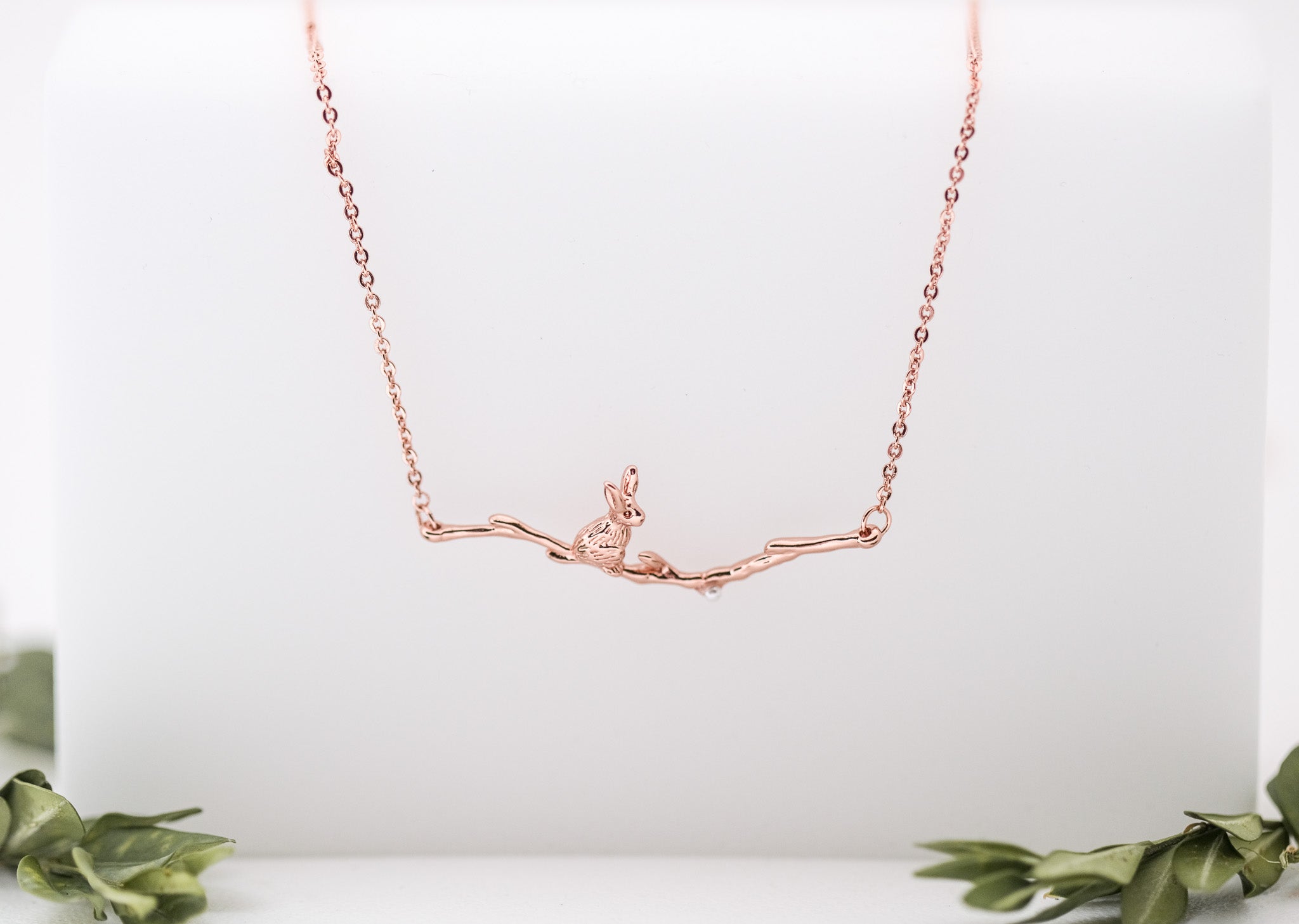 Rabbit Sitting on a Branch Necklace