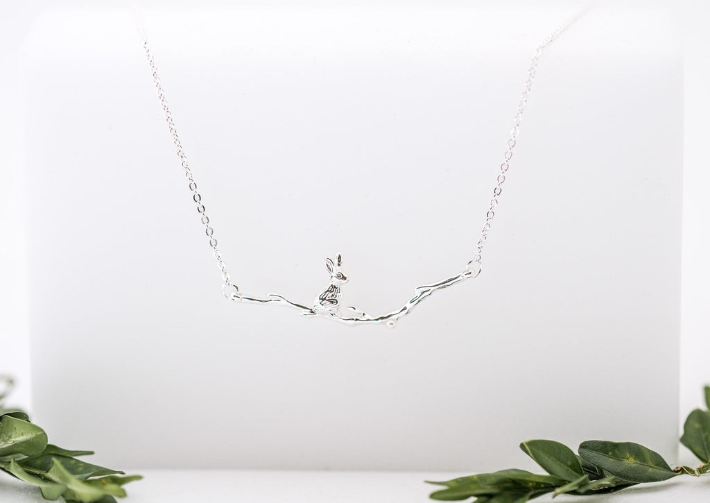 Rabbit Sitting on a Branch Necklace