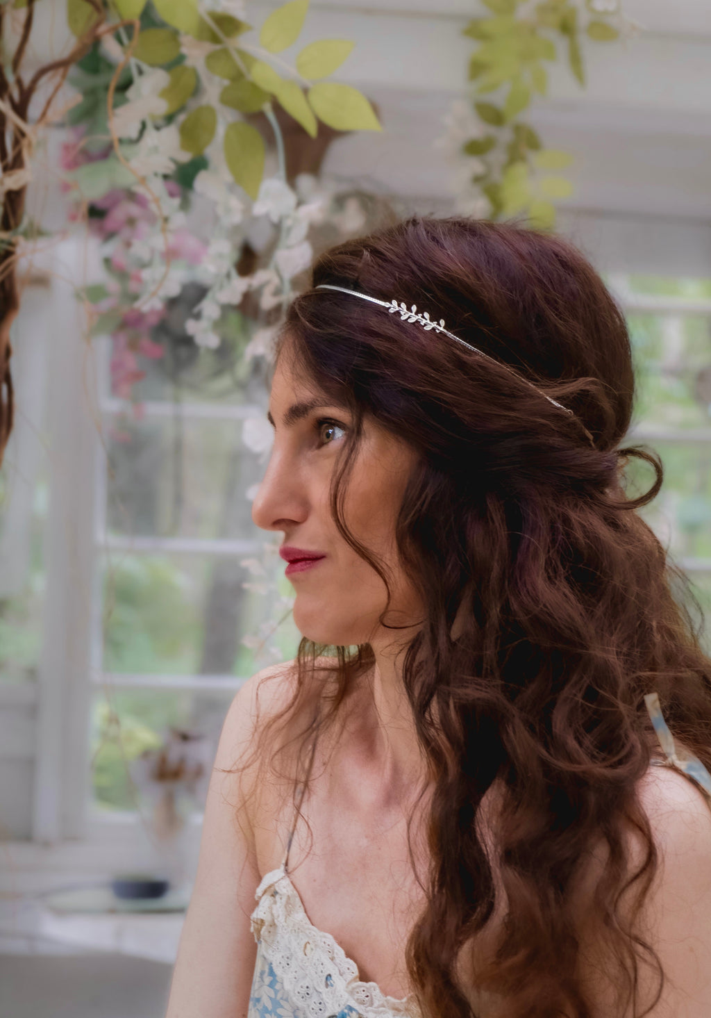 Dainty Olive Branch Hair Chain