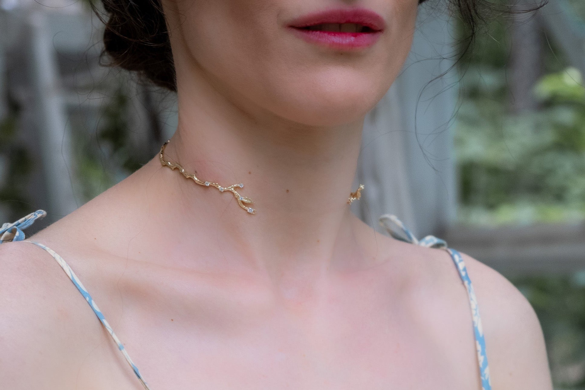 Rustic Branch with Crystals Choker