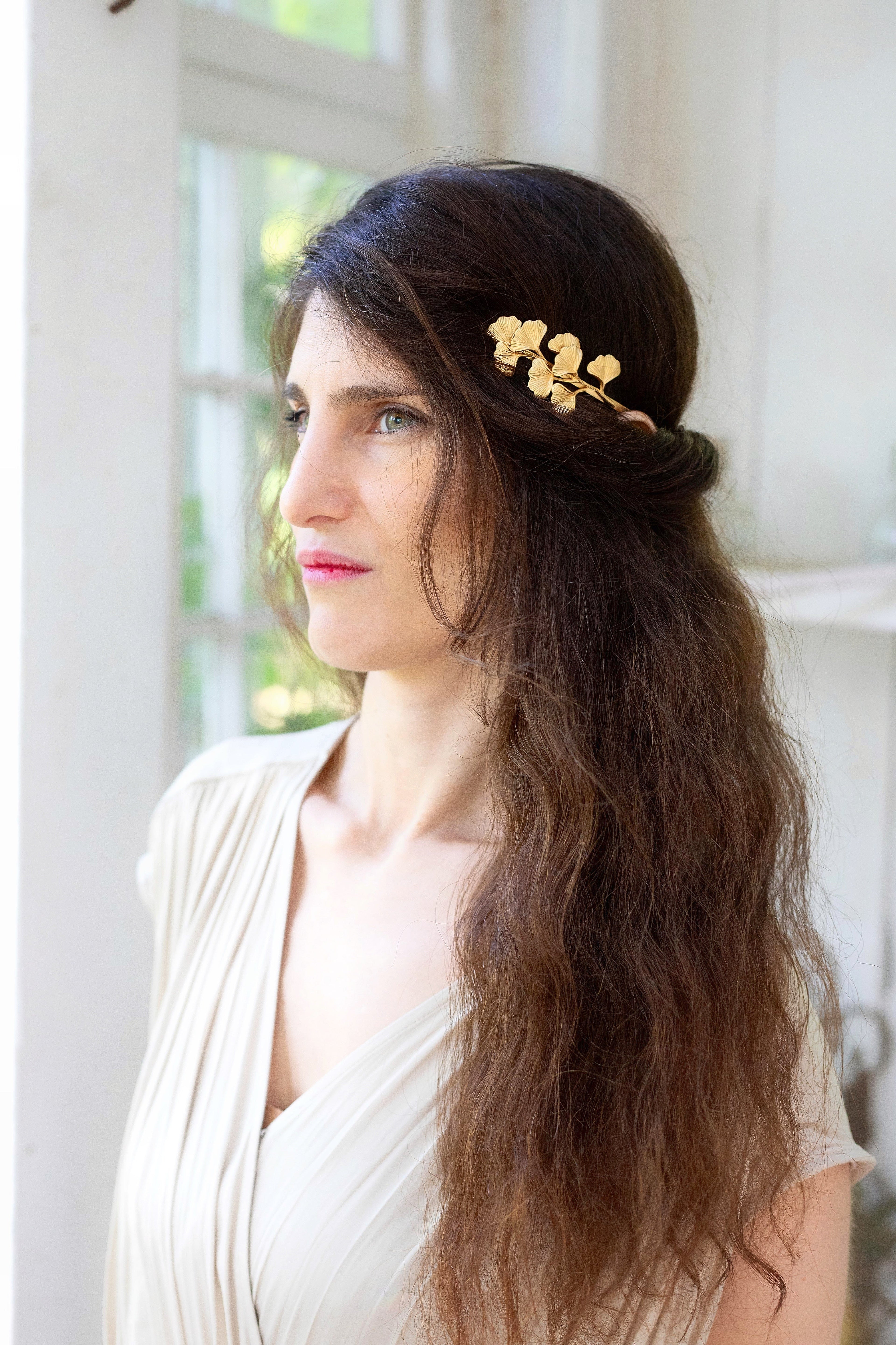 Royal Ginkgo Leaves Goddess Crown