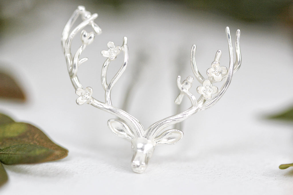 Floral Deer Antlers Hair Prong