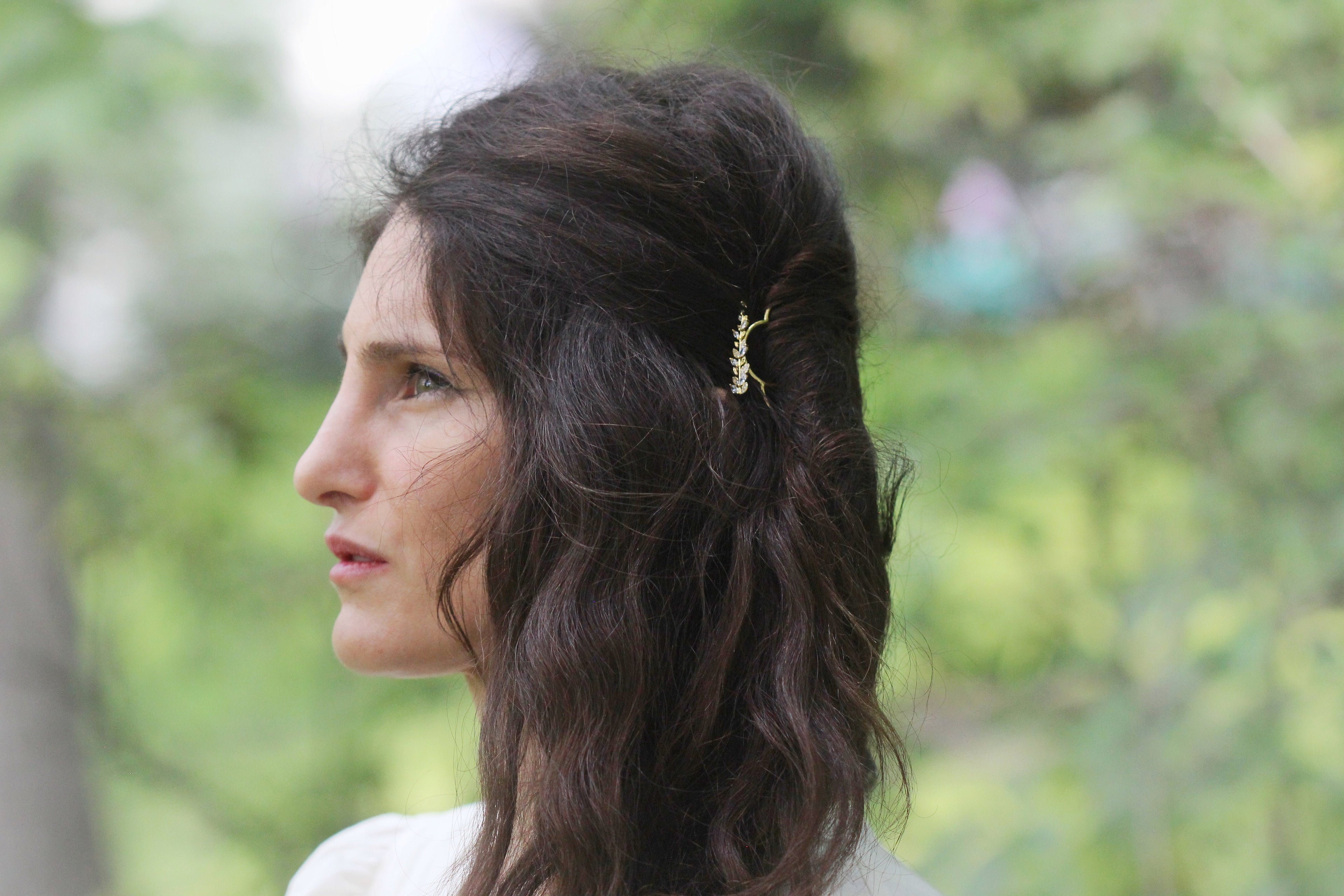 Crystal Leaves Hair Prong