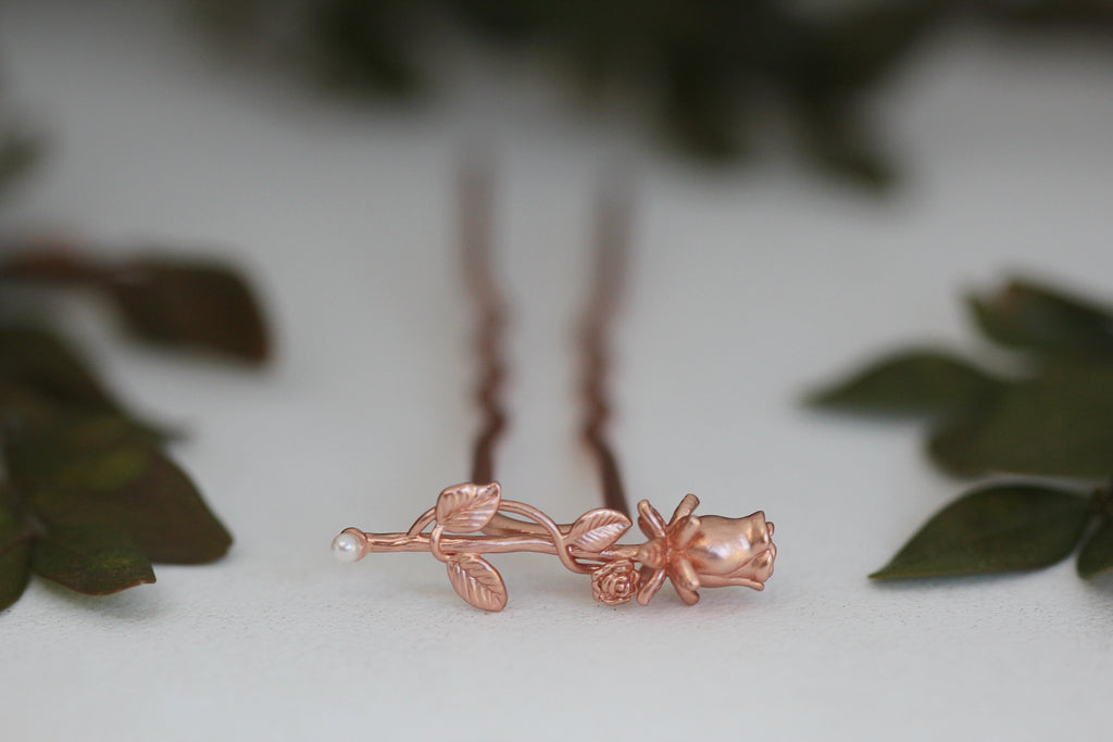 Blooming Small Rose Hair Prong