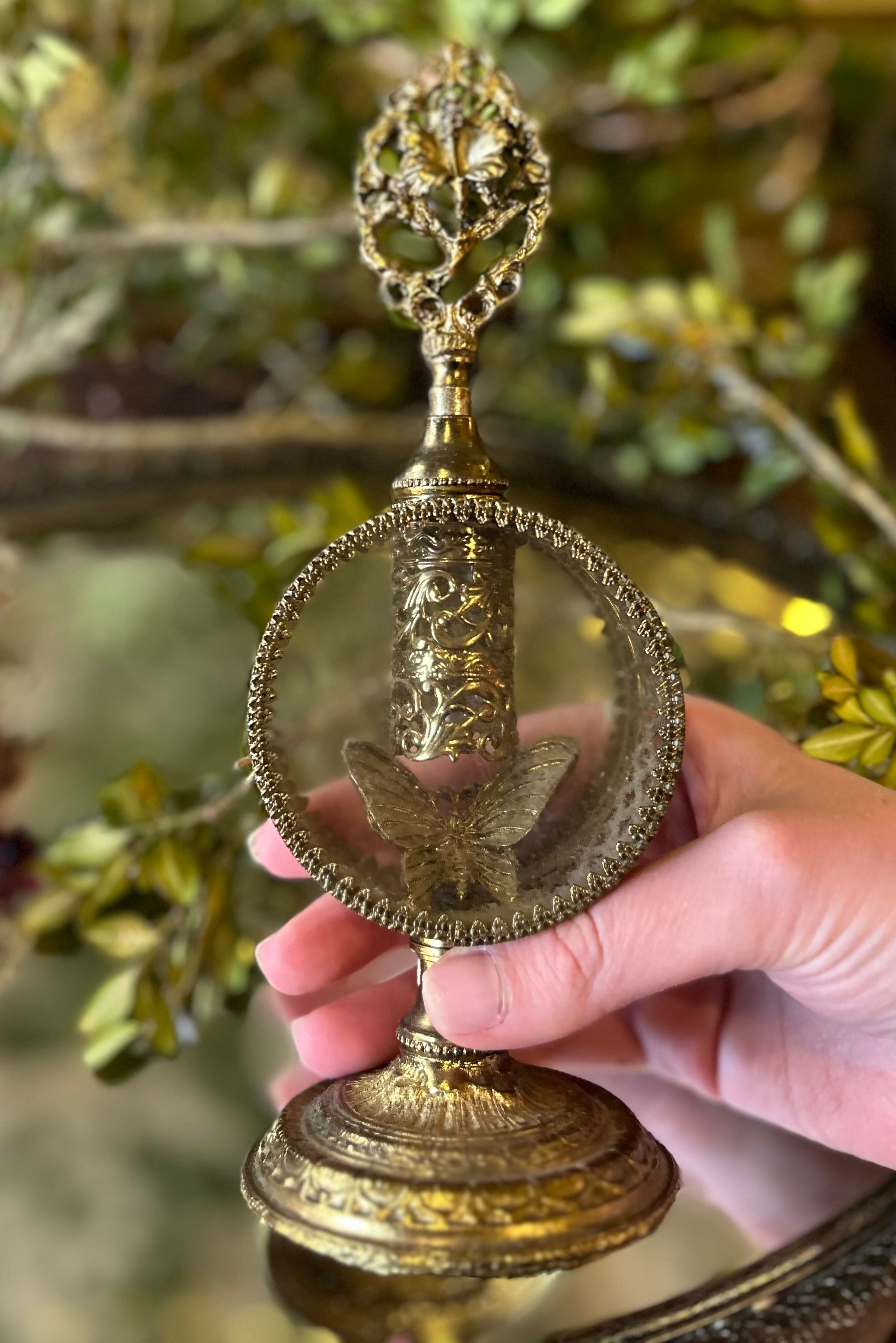 Antique Rare Butterfly Floral Perfume Bottle