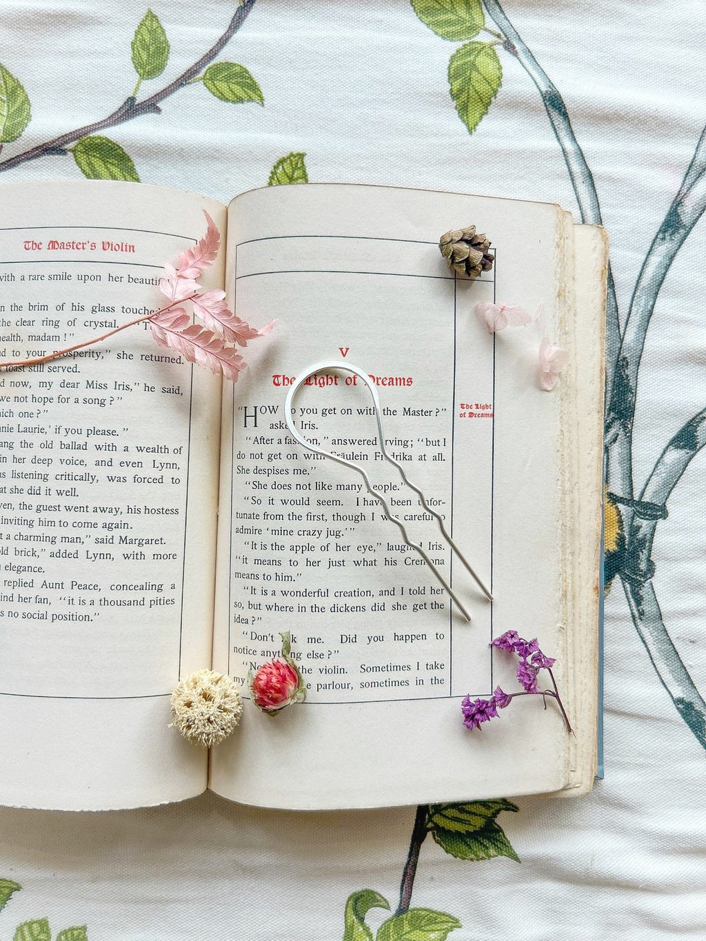 Two Teeth Long Tree Plain Hair Prong / Pin