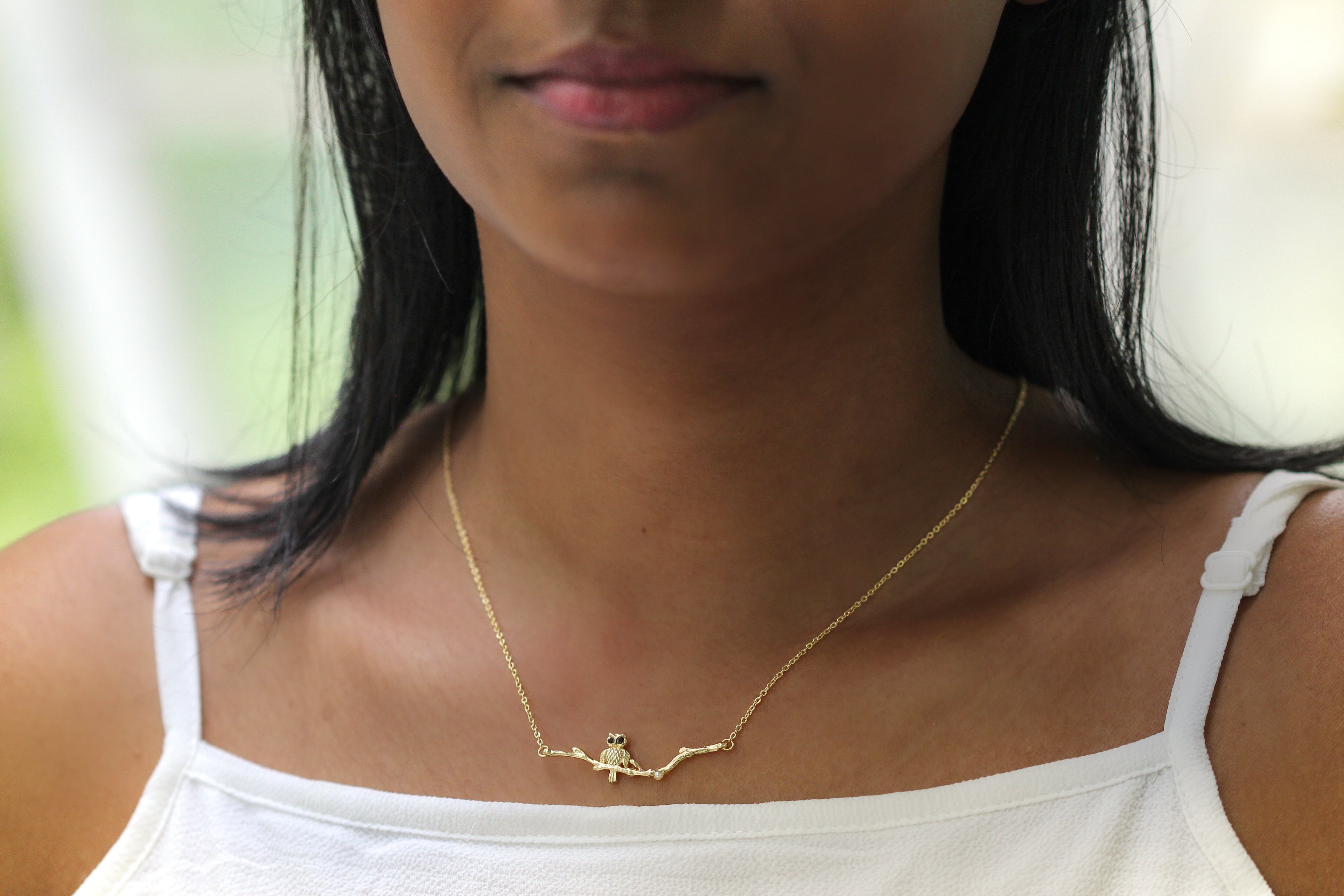 Owl Sitting on a Branch Necklace