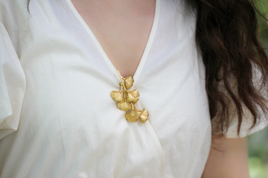Royal Ginkgo Leaf Brooch