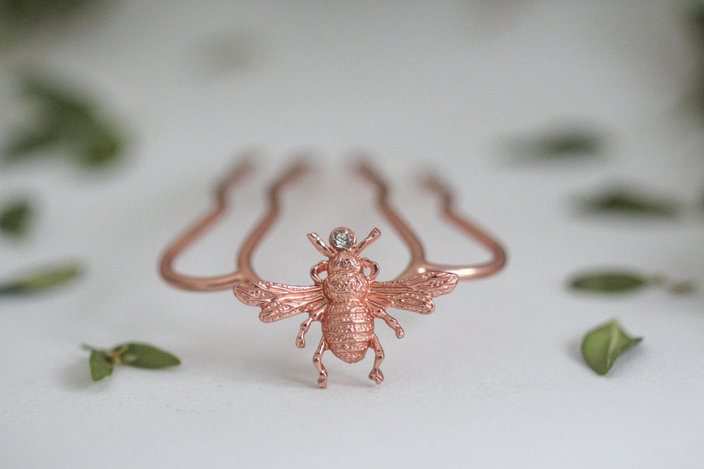 Bee with Crystal Hair Prong