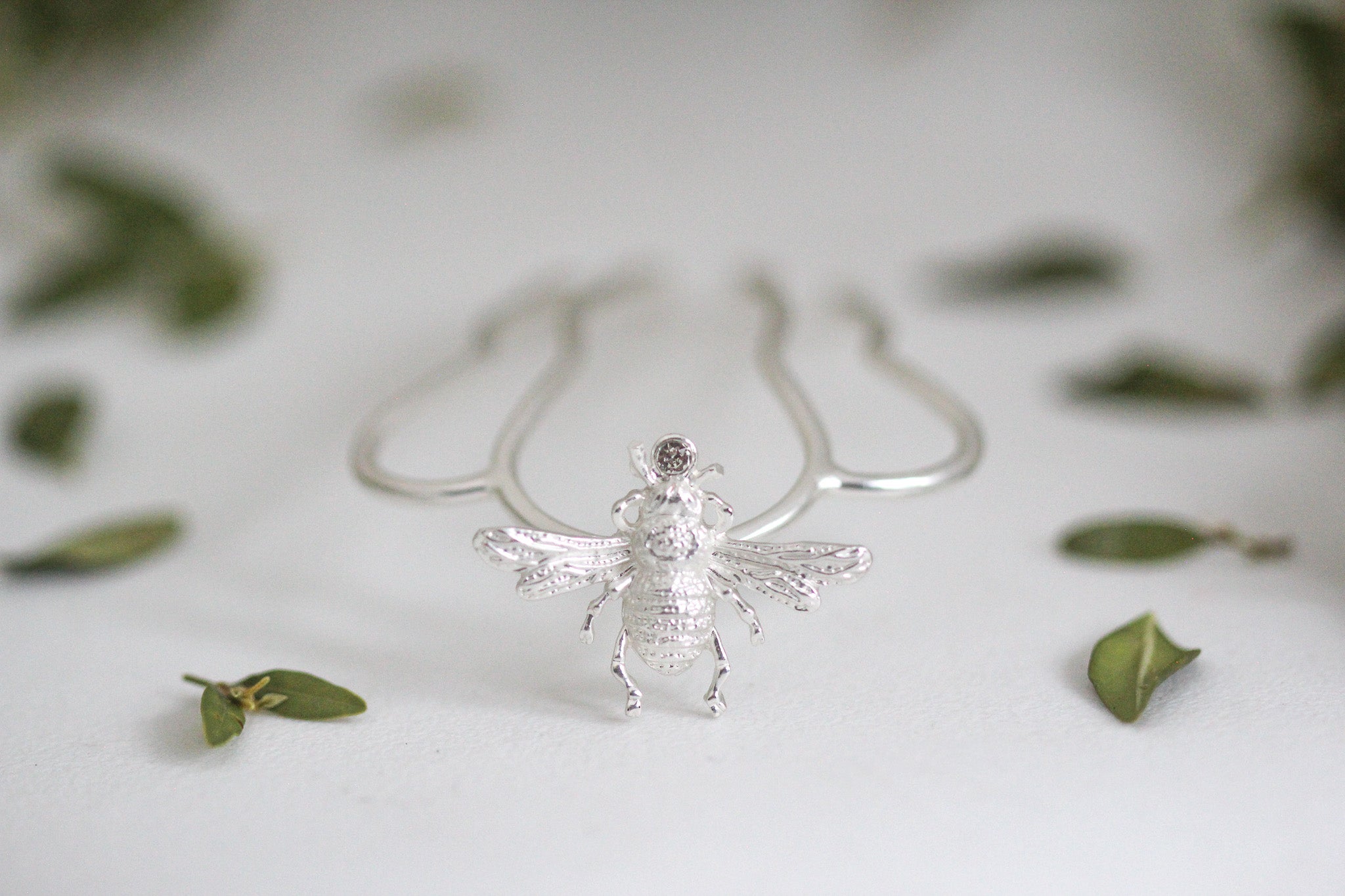 Bee with Crystal Hair Prong