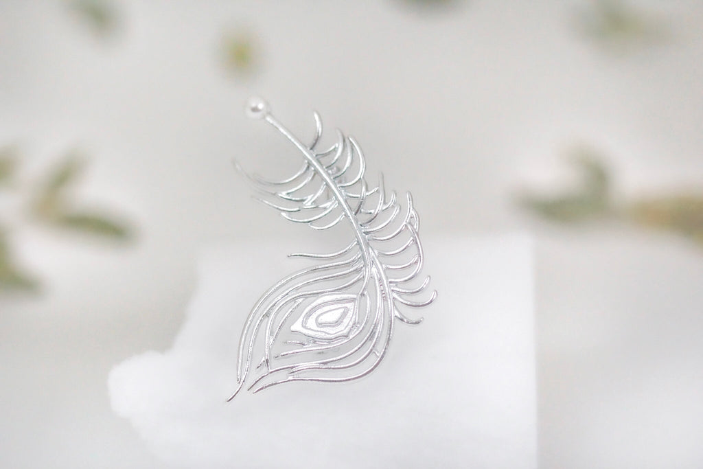 Peacock Feather Pearl Brooch