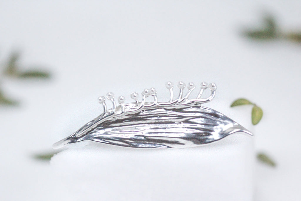 Royal Lily of the Valley Leaf with Pearls Brooch