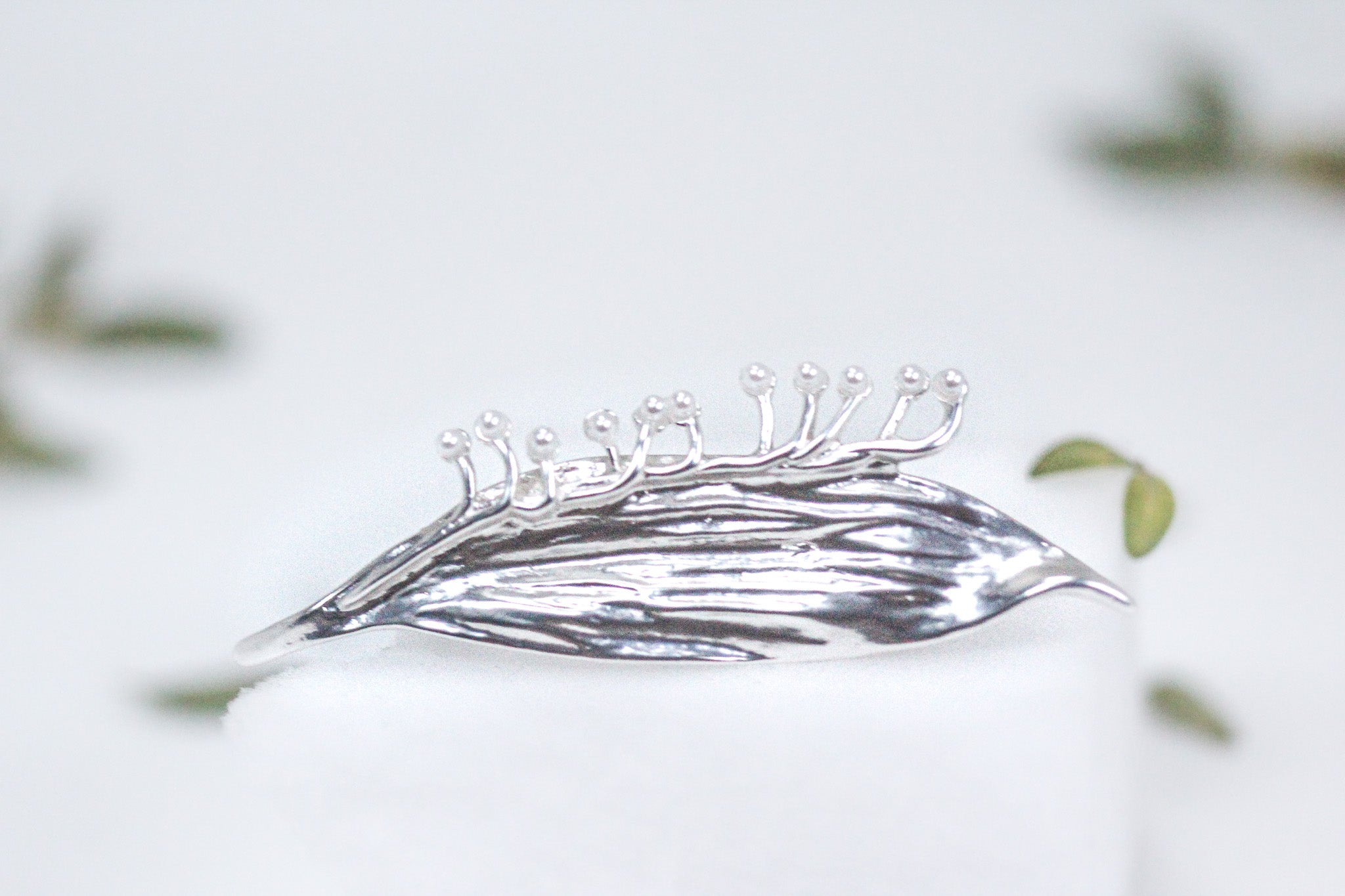 Royal Lily of the Valley Leaf with Pearls Brooch