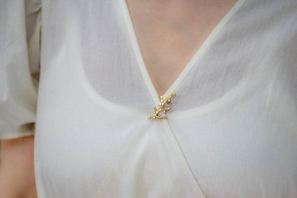 Crystals Coral Brooch