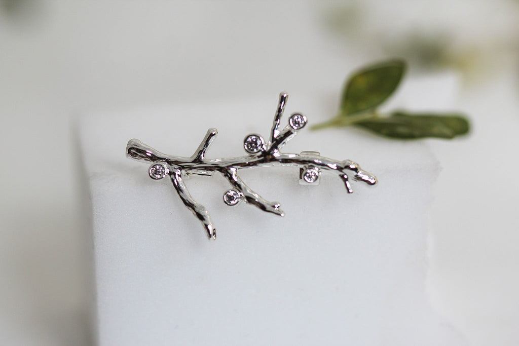 Crystals Coral Brooch