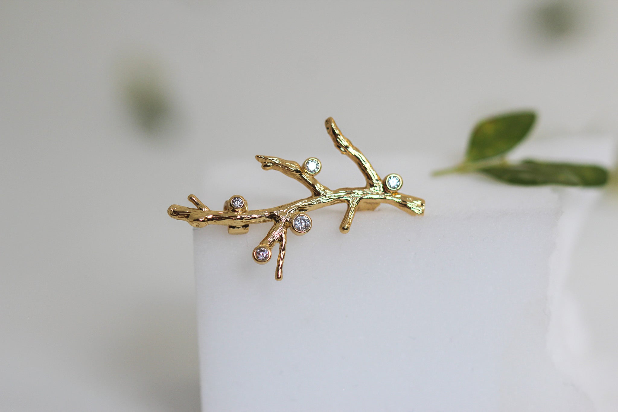 Crystals Coral Brooch