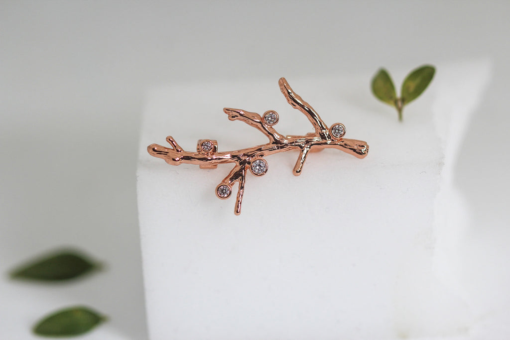 Crystals Coral Brooch