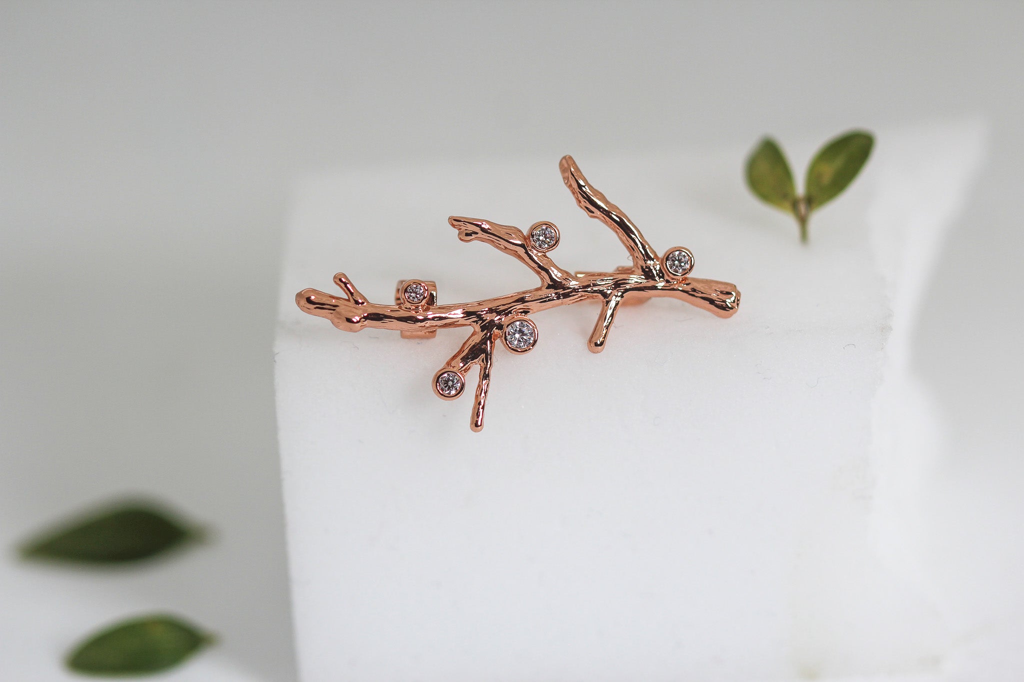 Crystals Coral Brooch