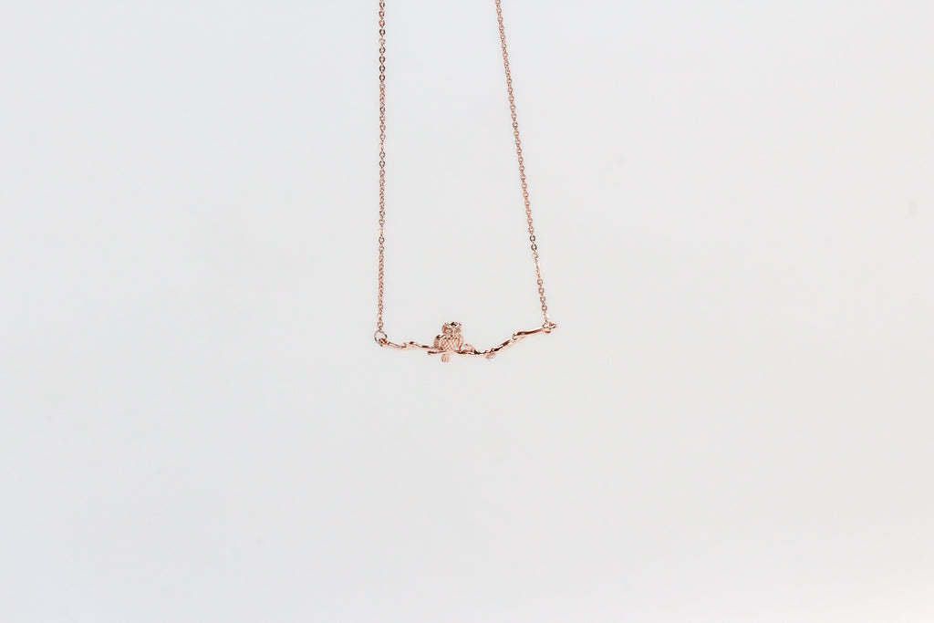 Owl Sitting on a Branch Necklace