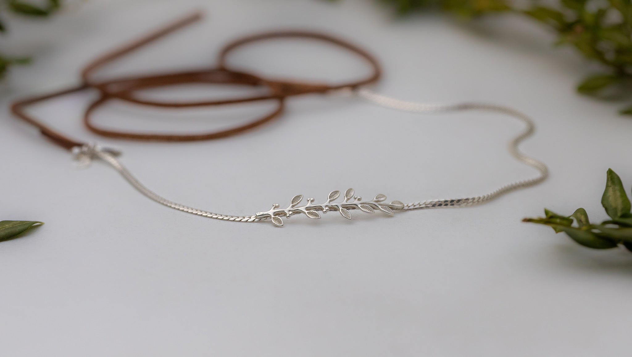 Dainty Olive Branch Hair Chain