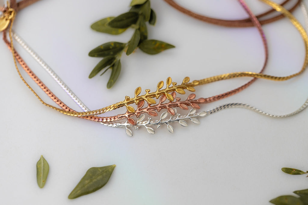 Dainty Olive Branch Hair Chain