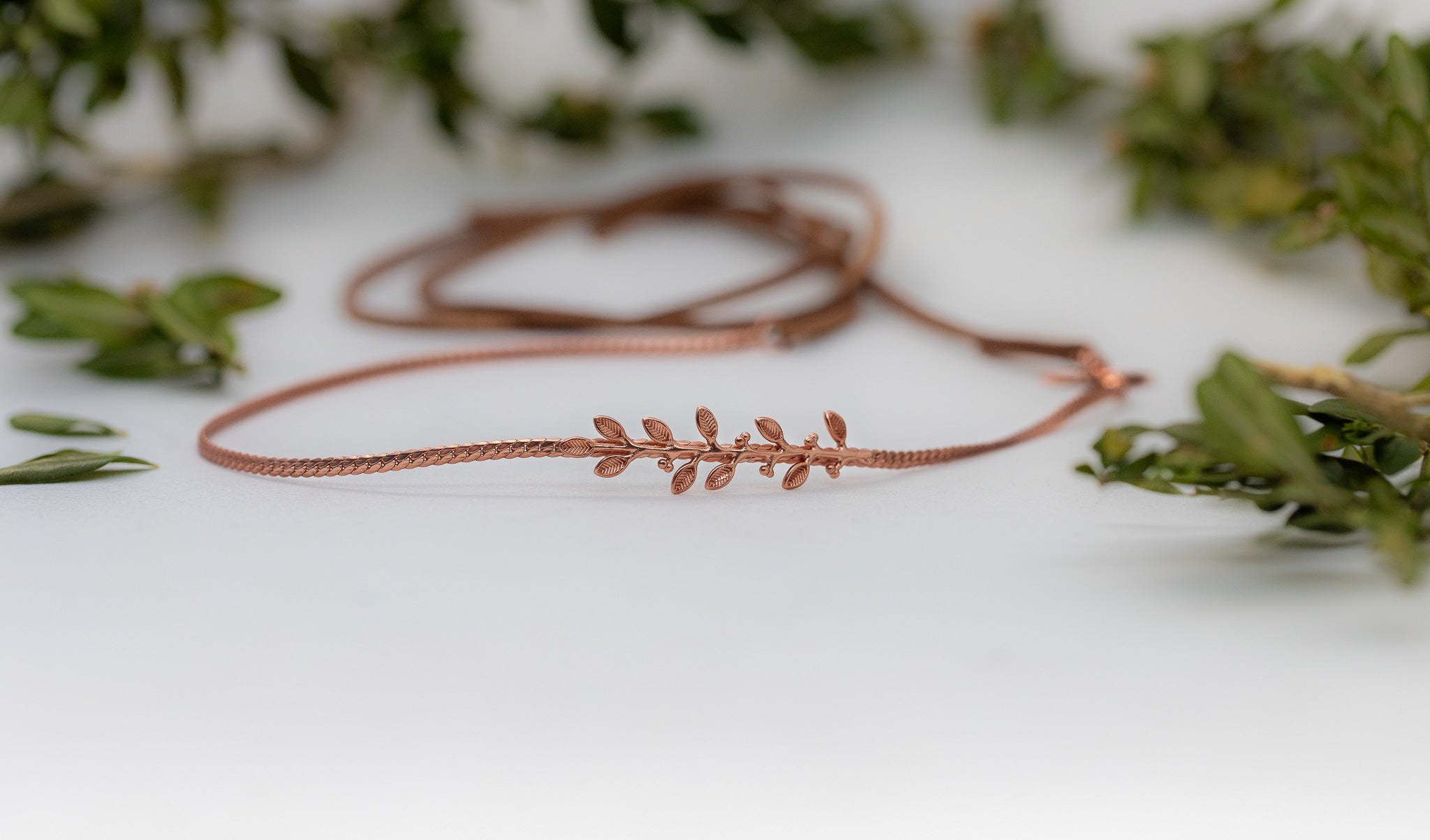 Dainty Olive Branch Hair Chain